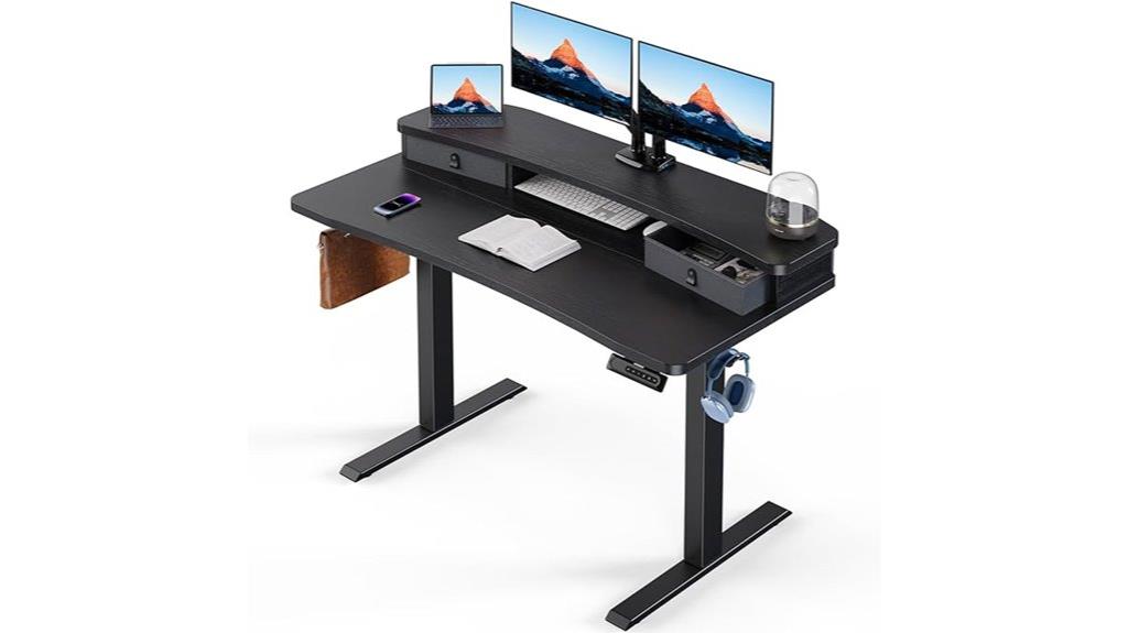 adjustable desk with storage