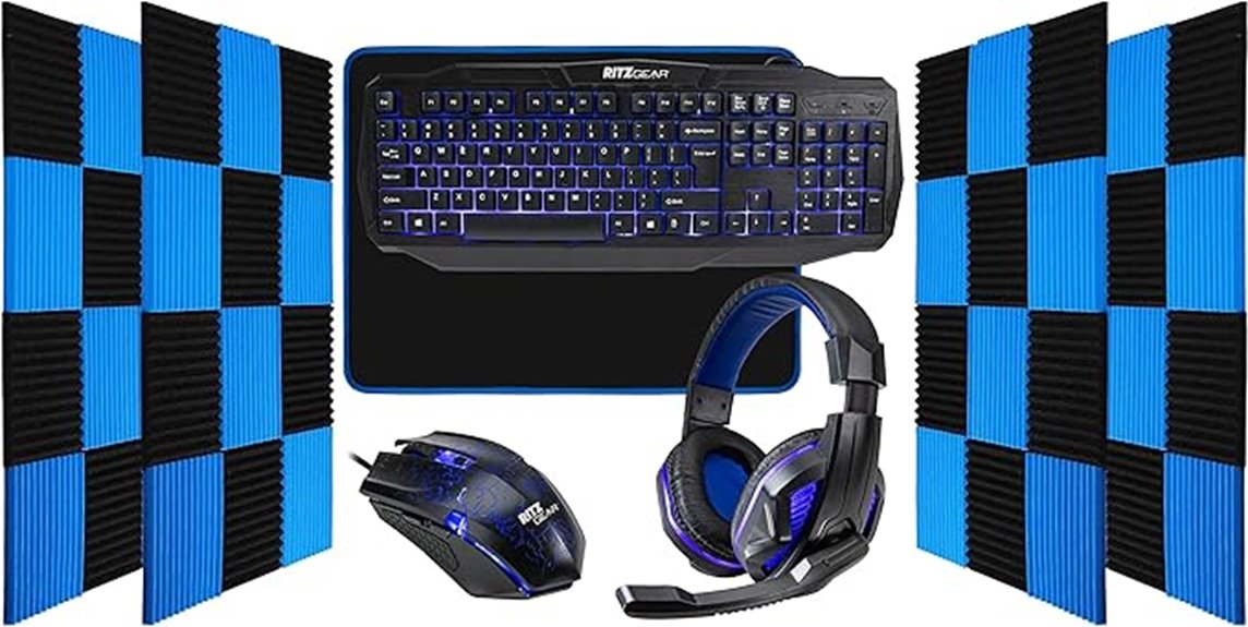 blue led gaming bundle