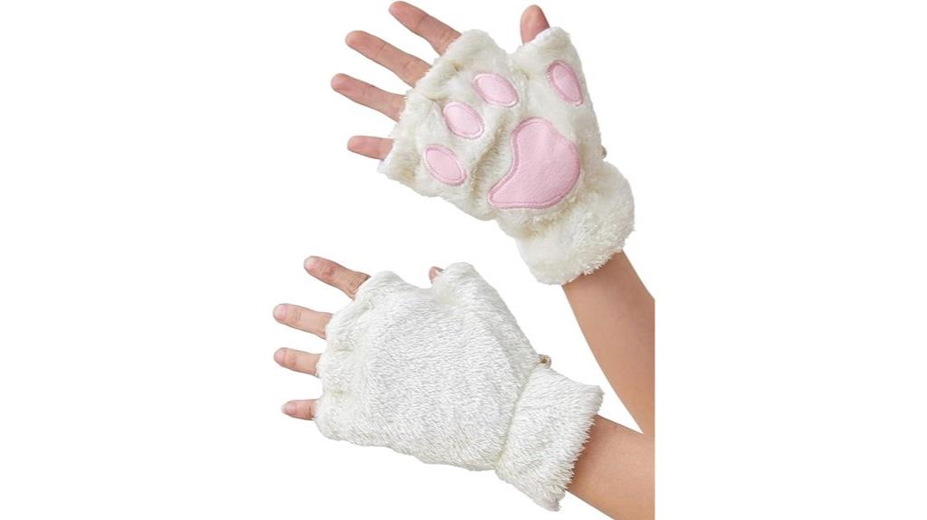 cat themed cosplay fingerless gloves