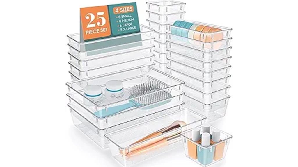 clear plastic drawer organizers