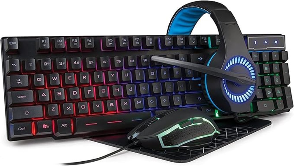 colorful gaming accessories set