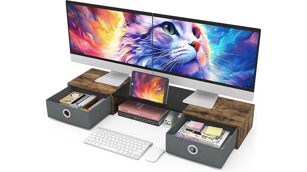 dual monitor riser organizer