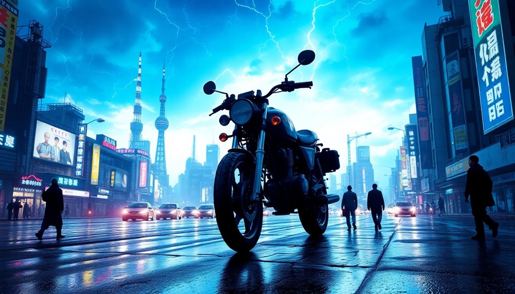 dystopian cyberpunk motorcycle adventure