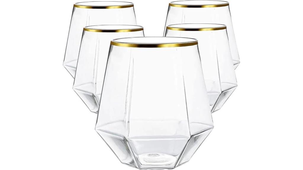 gold rimmed disposable wine glasses
