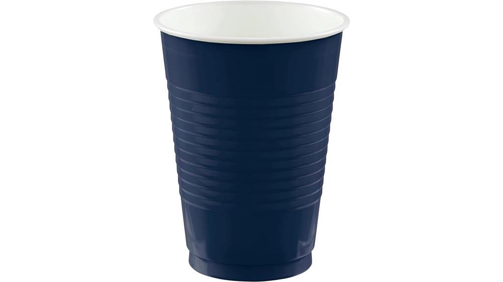 navy blue plastic cups