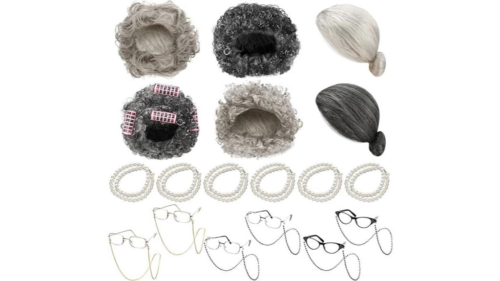 old lady wig costume set