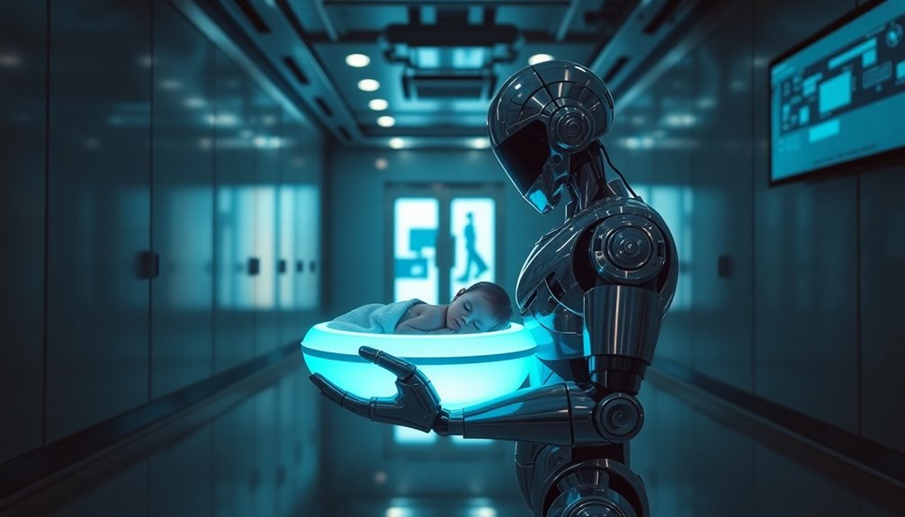 robot raises human child