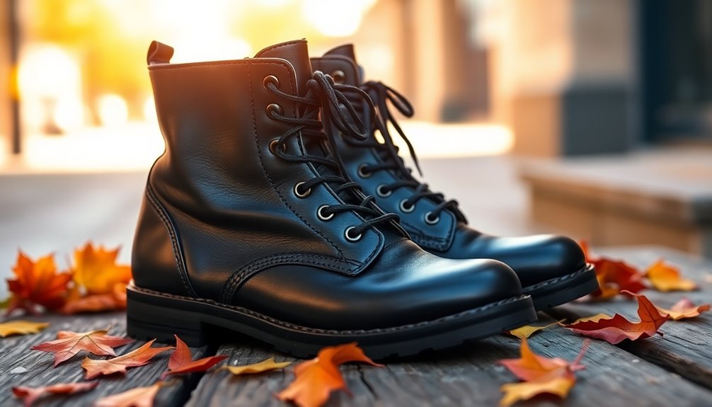 stylish black combat boots