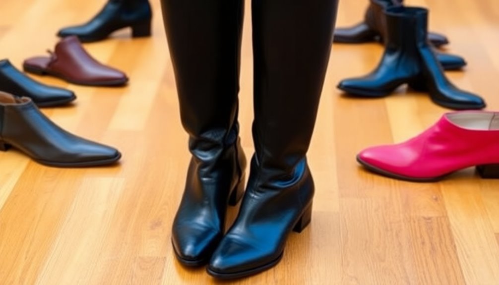 stylish black knee high boots