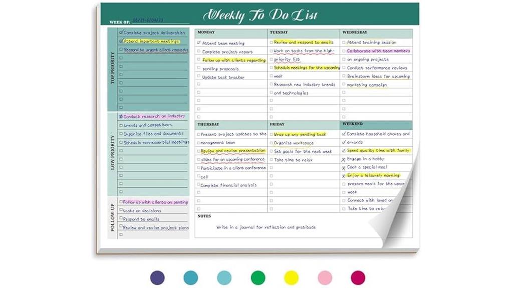 undated weekly planner sheets