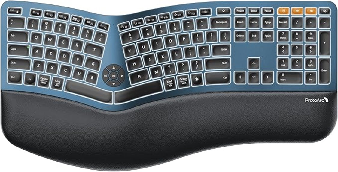 wireless ergonomic backlit keyboard