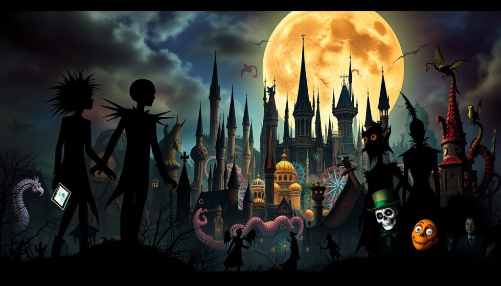 Tim Burton movies collage