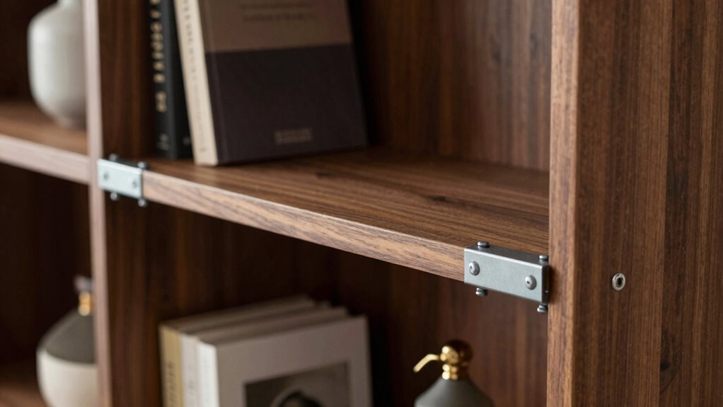reinforce shelves with brackets