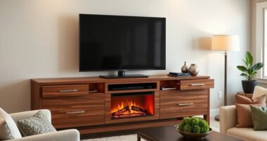 top media consoles with fireplaces