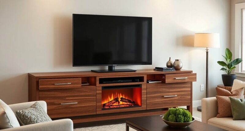 top media consoles with fireplaces