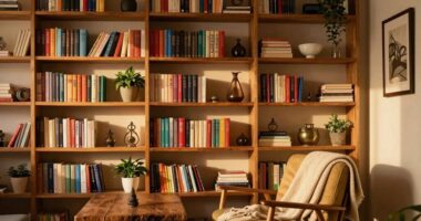 balanced library storage display